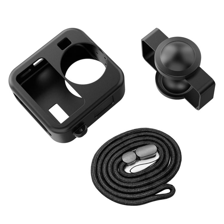 For GoPro MAX2 PULUZ Body Silicone Protective Case with Dual Lens Caps Cover & Strap, Body Case with Dual Lens Cap