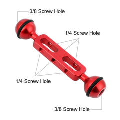 PULUZ 5.1 inch 13cm Aluminum Alloy Dual Balls Arm, Ball Diameter: 25mm, 5.1 inch (Red)