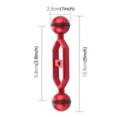 PULUZ 5.0 inch 12.6cm Aluminum Alloy Dual Balls Arm, Ball Diameter: 25mm, 5.0 inch (Red), 5.0 inch (Blue)