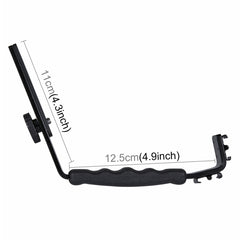 PULUZ L-Shape Bracket Handheld Grip Holder with Dual Side Cold Shoe Mounts for Video Light Flash, DSLR Camera, Bracket