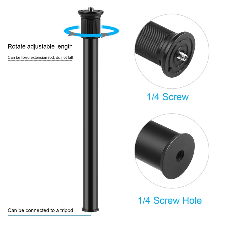 PULUZ C Clamp Mount Light Stand Extension Central Shaft Rod Monopod Holder Kits, Rod Length: 33-60cm, C Clamp Extension Rod