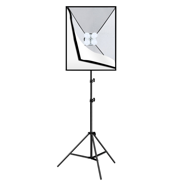 PULUZ 50x70cm Studio Softbox + 2m Tripod Mount + 4 x 220V E27 20W 5700K White Light LED Light Bulb Photography Lighting Kit, 4 x Bulb EU Plug, 4 x Bulb US Plug