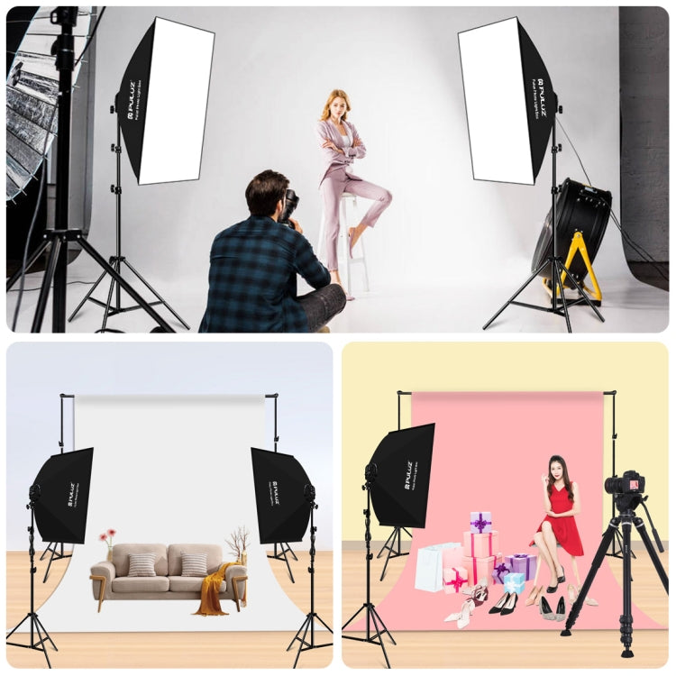 PULUZ 50x70cm Studio Softbox + 2m Tripod Mount + 4 x 220V E27 20W 5700K White Light LED Light Bulb Photography Lighting Kit, 4 x Bulb EU Plug, 4 x Bulb US Plug