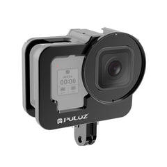 PULUZ for GoPro HERO13 Black /12 Black /11 Black /10 Black /9 Black Thicken Housing Shell CNC Aluminum Alloy Protective Cage with Insurance Frame & 52mm UV Lens, For GoPro HERO9 Black Thicken