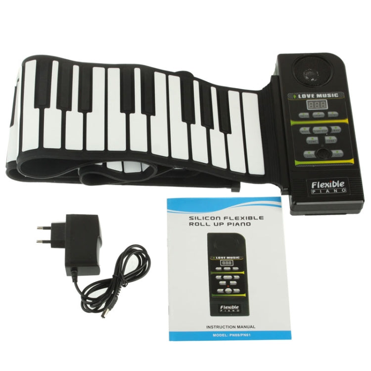 88 Keys Portable MIDI Silicone Flexible Roll Up Piano, Keyboard: 133 x 14.2 x 0.6cm, 88 Keys Roll Up Piano