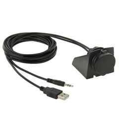 USB 2.0 & 3.5mm Male to Female Extension Cable with Car Flush Mount, Length: 2m, USB 2.0 & 3.5mm Male to Female