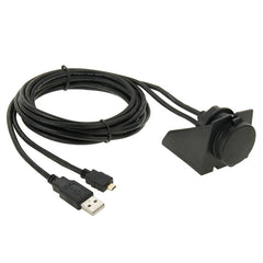 USB 2.0 & Micro HDMI (Type-D) Male to USB 2.0 & HDMI (Type-A) Female Adapter Cable with Car Flush Mount, Length: 2m, USB 2.0 & Micro HDMI Male to USB 2.0 & HDMI Female