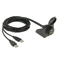2 USB 2.0 Male to Female Extension Cable with Car Flush Mount, Length: 2m, 2 USB 2.0 Male to Female