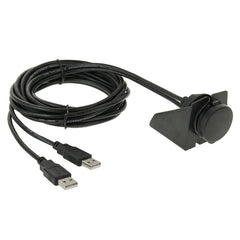 2 USB 2.0 Male to Female Extension Cable with Car Flush Mount, Length: 2m, 2 USB 2.0 Male to Female