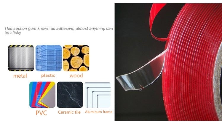 Universal Transparent Double Sided Adhesive Tape, Width: 1cm, Length: 10m, 10m×1cm