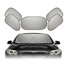 6 in 1 Summer Accessories Coated Silver Car Sun Shade Cloth Set, Random Color Delivery, 6 in 1 Sun Shade