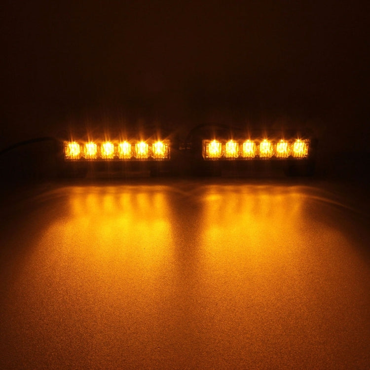 2 PCS  6 inch 6 LED 2 x 18W Car Flash Warning Light Yellow Change White Waterproof Emergency Light, DC 12V, Yellow Change White