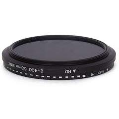 58mm ND Fader Neutral Density Adjustable Variable Filter ND 2 to ND 400 Filter, 58mm