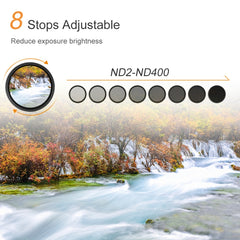 62mm ND Fader Neutral Density Adjustable Variable Filter ND2 to ND400 Filter, 62mm