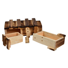 Magic Compartment Wooden Puzzle Box with Secret Drawer, Size: L, Size : L