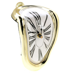Roman Numeral Novelty Distorted Retro Timepiece Art Warp Chrome Melting Quartz Irregular Clock