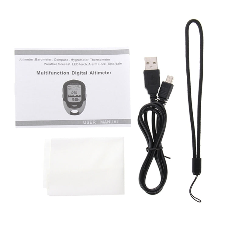 SUNROAD Multifunction LCD Digital Altimeter with Compass & Barometer & Thermometer & Hygrometer & Weather Forecast & LED Torch and Clock, Multifunction