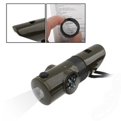 7 in 1 (Survival Whistle / Compass / Thermometer / LED Light / Magnifier / Retroreflector / String), 7 in 1  Survival Whistle