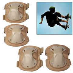 Knee and Elbow Pads Set, Pads Set(Yellowish Brown)