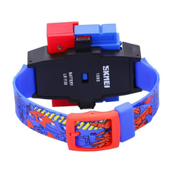 SKMEI Transformation Toy Shape Changing Removable Dial Digital Movement Children Watch with PU Plastic Cement Band