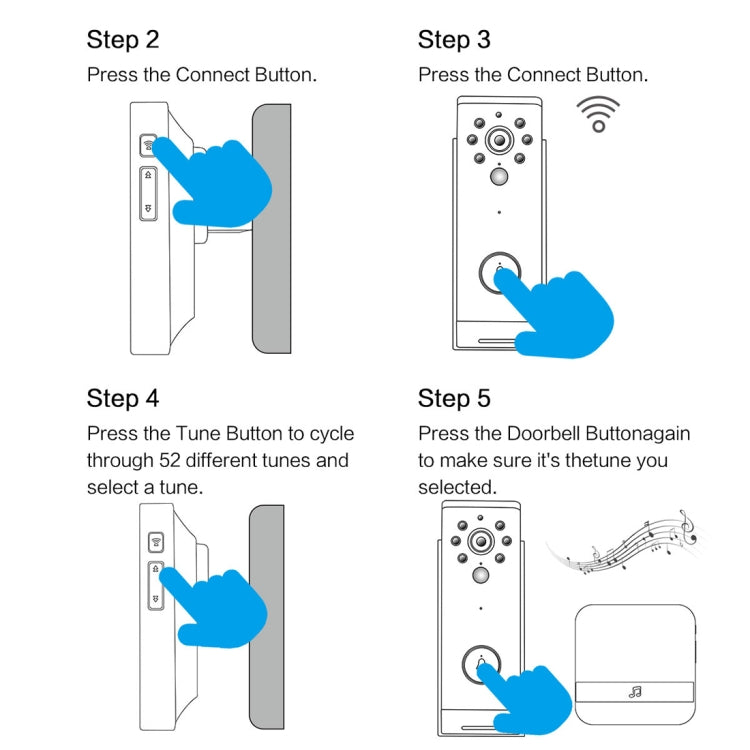 B10 52 Chimes 110dB Doorbell Receiver Low Power Consumption Home Door Tools, US Plug, AC 90-260V, B10 Black US Plug, B10 White US Plug
