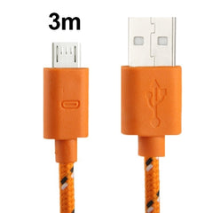 Nylon Netting Style Micro 5 Pin USB Data Transfer / Charge Cable, Length: 3m