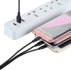 2A 1.2m 3 in 1 USB to 8 Pin & USB-C / Type-C & Micro USB Nylon Weave Charging Cable