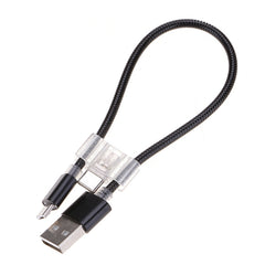 24cm 2A Micro USB + USB-C / Type-C to USB Flexible Data Charging Cable