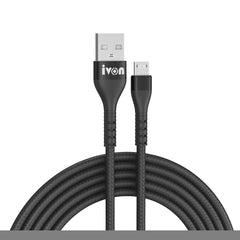 IVON CA92 2.4A Max USB to Micro USB Rubber Fast Charging Data Cable, Length: 1.5m, Micro USB