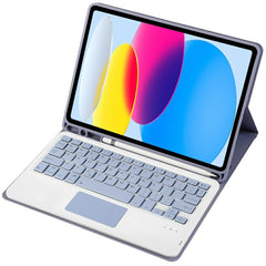 For iPad 11 2025 / 10th Gen 10.9 2022 A10B-A Lambskin Texture Bluetooth Touch Keyboard Leather Tablet Case with Pen Slot, A10B-A