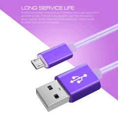 1m 3A Woven Style Metal Head Micro USB to USB Data / Charger Cable, 1m Micro USB