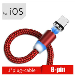 USB to 8 Pin Magnetic Metal Connector Nylon Two-color Braided Magnetic Charging Cable, Cable Length: 1m, 8 Pin