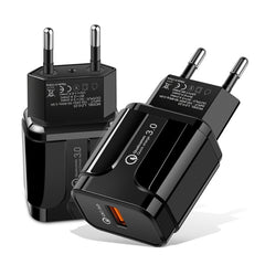 Portable QC3.0 18W USB Port Universal Quick Charging Charger, EU Plug, EU Plug