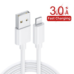 2 in 1 1m USB to 8 Pin Data Cable + 30W QC 3.0 4 USB Interfaces Mobile Phone Tablet PC Universal Quick Charger Travel Charger Set, EU Plug, 8 Pin Set EU Plug
