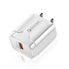 LZ-023 18W  QC3.0 USB Portable Travel Charger + 3A USB toType-C Data Cable, US Plug, Type-C Data Cable, US Plug