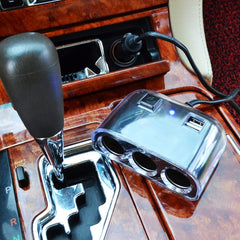 Car Cigarette Lighter Splitter Adapter 3 Socket Cigarette Lighter Splitter Dual USB Car Charger On/Off Switches 12V Car Splitter Adapter, 1505