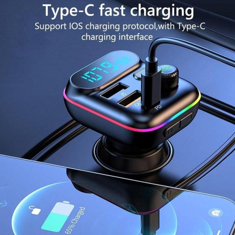 T70 Car MP3 Player FM Transmitter with Bluetooth USB Car Mobile Charger QC3.0 Quick Charge U Disk Music Player FM Modulator, T70