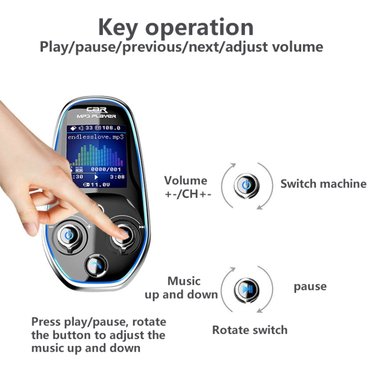 BT29 Color Screen Car Multi-functional Mp3 Player Multi-language Aux Out Card Bluetooth Adapter, BT29