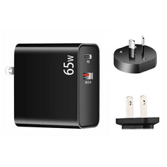PD-65W USB-C / Type-C + QC3. 0 USB Laptop Charging Adapter + 2m USB-C / Type-C to USB-C / Type-C Data Cable Set, AU Plug / US Plug, USB-C / Type-C Cable, AU Plug / US Plug