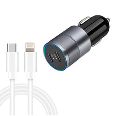 Dual PD 3.0 40W USB-C / Type-C Car Charger with 1m USB-C / Type-C to 8 Pin Data Cable, with USB-C / Type-C to 8 Pin Cable