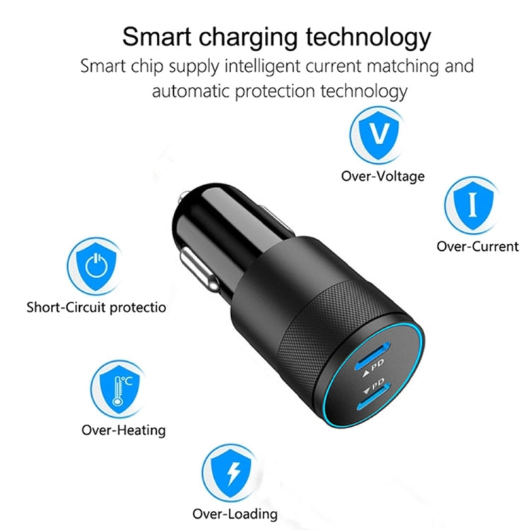 Dual PD 3.0 40W USB-C / Type-C Car Charger with 1m USB-C / Type-C to 8 Pin Data Cable, with USB-C / Type-C to 8 Pin Cable