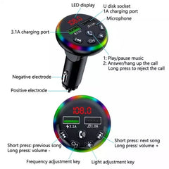 F13 Car Smartphone Charger Hands Free Calling 5.0 Bluetooth-MP3 Player Car Wireless FM Transmitter, F13