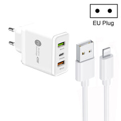 45W PD25W + 2 x QC3.0 USB Multi Port Charger with USB to 8 Pin Cable, EU Plug, EU Plug + USB to 8 Pin Cable