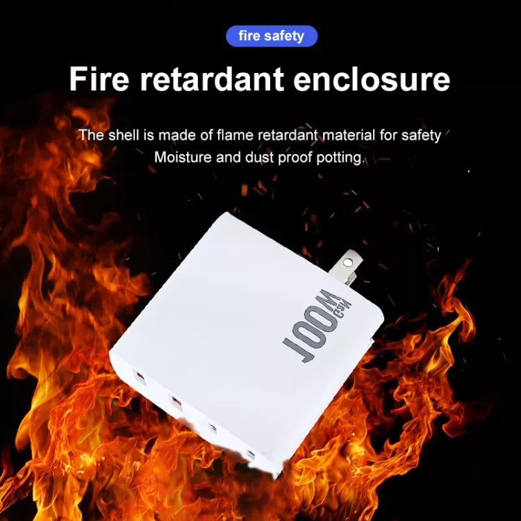 GaN 100W Dual USB+Dual USB-C/Type-C Multi Port Charger with  1.8m Type-C to MagSafe 1 / L Header Data Cable, US Plug, US / EU Plug, US / UK Plug, US / AU Plug, US / EU / UK Plug, US / EU / UK / AU Plug