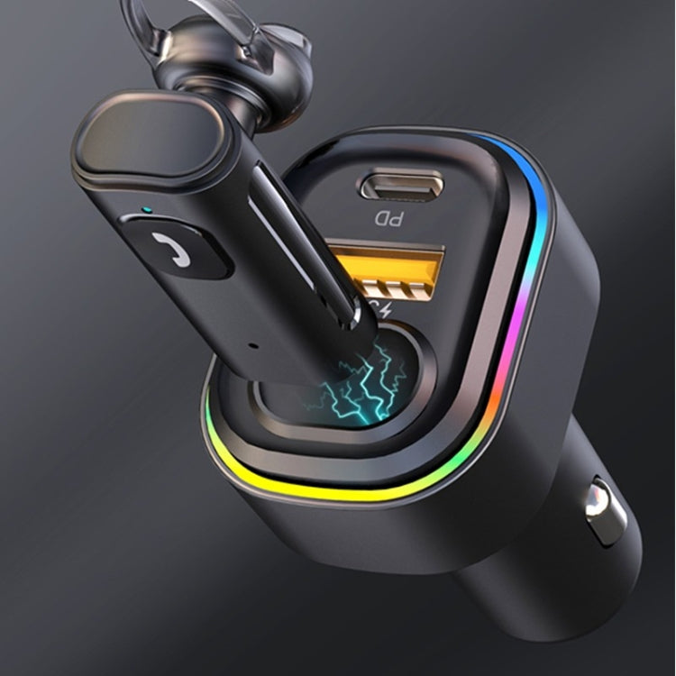 V15 Car Bluetooth With PD Fast Charger Adapter Microphone Wireless Noise Reduction Bluetooth Headset, V15