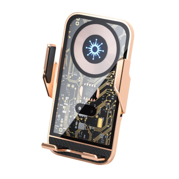 C10 Car Navigation Infrared Sensor Transparent Wireless Charger 15W Fast Charger Phone Stand, C10 (Gray), C10 (Blue), C10 (Golden)