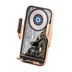 C10 Car Navigation Infrared Sensor Transparent Wireless Charger 15W Fast Charger Phone Stand, C10 (Gray), C10 (Blue), C10 (Golden)