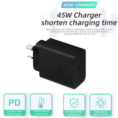 M135 PPS / PD 45W USB-C / Type-C Port Fast Charger with 5A Type-C to Type-C Cable, AU Plug, AU Plug + Type-C Cable