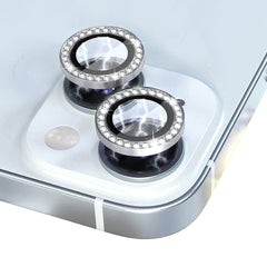 NORTHJO Camera Lens Protector Tempered Glass Metal Rhinestone Ring Film, For iPhone 15 / 15 Plus