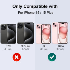 NORTHJO Camera Lens Protector Tempered Glass Metal Rhinestone Ring Film, For iPhone 15 / 15 Plus